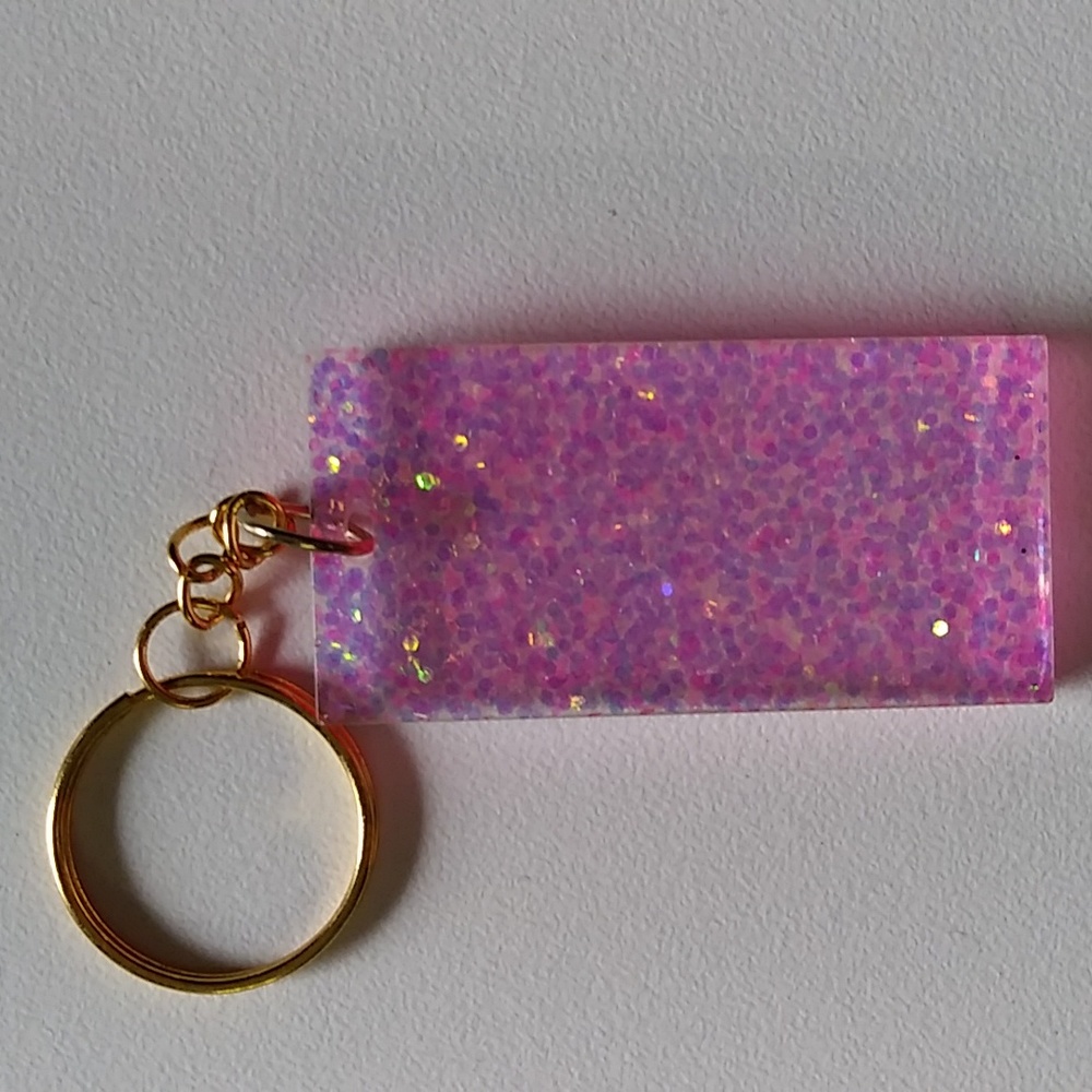 Handmade Glitter Pink Keychain - Picture 2 of 4
